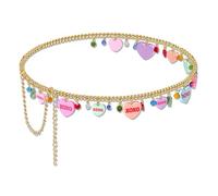 BVGA Valentines Waist Chain for Women Girls Pink Conversation Candy Heart Waist Chain Belt Adjustable Valentine’s Day Belly Chains Body Jewelry Accessories Valentines Gifts for Her, L:52in/132cm