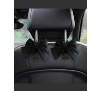 BVGACI 2 Pack Car Purse Hooks, Cute Bow Car Seat Headrest Hook Hanger for Purses and Bags (Black silk)