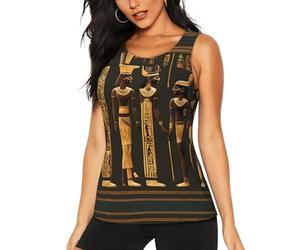 bvgweet Ancient Egyptian Hieroglyph Print Workout Tank Tops for Women,Athletic Running Sleeveless Shirts,for Yoga Tennis Gym Black