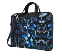 bvgweet Blue Butterflies White Flowers Print Laptop Briefcase Bag Laptop Shoulder Sleeve Bag Computer Bags For 13/14/15.6 Inch