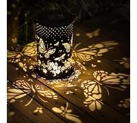BVGY Solar Outdoor Lanterns Garden Decor Hanging Lights,Metal Butterfly Decor Projection Lantern,Waterproof Led Decorative Garden Light for Patio, Yard, Table, Pathway(Butterfly)