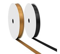 BVIEAKD Double Sided Black Gold Ribbon 10 mm Wide 2 Rolls Total 27 Meters Long Perfect for Crafts Wedding Decorations Bow Making Art Sewing and More