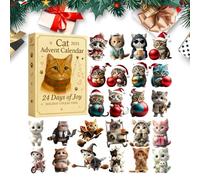 Bvizyelck Christmas Calendar | 2D Cat Pendant Decorations | Christmas Countdown Decor 24 Days - for Teens Adults Seasonal Halloween Thanksgiving Holiday Easter