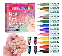Bvizyelck Nail Pens,12 Colors Fine Tip Doodle Tools,Quick-Dry Gel Polish Pens | for DIY Journal Women Lady Mother Youth Beginner Manicure Salon Home