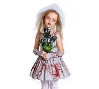 Bvizyelck Zombie Bride Costume - Zombie Halloween Costume,Blood Skirt Outfit Realistic for Carnival Masquerade Girls Party Favors Photo Props Haunted House Cosplay