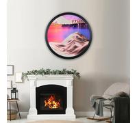 BVJKHQ 360° Rotate Wall Mounted Moving Sand Art, 3D Hourglass Deep Sea Sandscape, Round Glass Moving Sand Pictures, Relaxing Wall Decor for Home Office Work (Pink, 17.3")