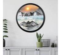 BVJKHQ Sand Art, 360° Rotate Wall Mounted Moving Sand Art, 3D Hourglass Deep Sea Sandscape, Round Glass Moving Sand Pictures, Relaxing Wall Decor for Home Office Work (gray, 23.6")