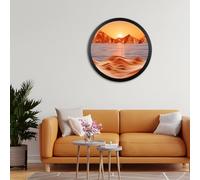 BVJKHQ Sand Art, 360° Rotate Wall Mounted Moving Sand Art, 3D Hourglass Deep Sea Sandscape, Round Glass Moving Sand Pictures, Relaxing Wall Decor for Home Office Work (orange1, 11.4")