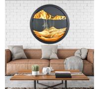 BVJKHQ Sand Art, 360° Rotate Wall Mounted Moving Sand Art, 3D Hourglass Deep Sea Sandscape, Round Glass Moving Sand Pictures, Relaxing Wall Decor for Home Office Work (orange-black ground, 23.6")