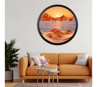 BVJKHQ Sand Art, 360° Rotate Wall Mounted Moving Sand Art, 3D Hourglass Deep Sea Sandscape, Round Glass Moving Sand Pictures, Relaxing Wall Decor for Home Office Work (orange1, 23.6")