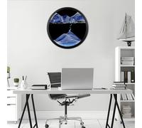 BVJKHQ Sand Art, 360° Rotate Wall Mounted Moving Sand Art, 3D Hourglass Deep Sea Sandscape, Round Glass Moving Sand Pictures, Relaxing Wall Decor for Home Office Work (blue-black ground1, 11.4")
