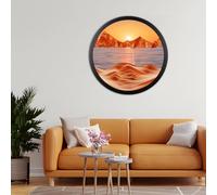 BVJKHQ Sand Art, 360° Rotate Wall Mounted Moving Sand Art, 3D Hourglass Deep Sea Sandscape, Round Glass Moving Sand Pictures, Relaxing Wall Decor for Home Office Work (orange1, 17.3")