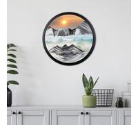 BVJKHQ Sand Art, 360° Rotate Wall Mounted Moving Sand Art, 3D Hourglass Deep Sea Sandscape, Round Glass Moving Sand Pictures, Relaxing Wall Decor for Home Office Work (gray, 11.4")