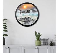 BVJKHQ Sand Art, 360° Rotate Wall Mounted Moving Sand Art, 3D Hourglass Deep Sea Sandscape, Round Glass Moving Sand Pictures, Relaxing Wall Decor for Home Office Work (gray, 17.3")