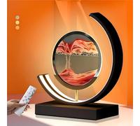 BVJKHQ Sand Art Pictures, 3D Hourglass Deep Sea Sandscape Round Frame Sandscapes with Light, Sand Art Liquid Motion Living Room Bedroom Table Lamp Decoration, Gift for Friends Lovers