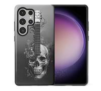Bvkilrvc for Samsung Galaxy S25 Ultra Case, Skull Guitar Pattern Print Matte Phone Case Funny Liquid Silicone Case Impact Resistant Anti-Scratch Shockproof Protective Cover