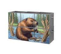 BVKWNTSA 6 Pack Busy Beaver Cartoon Printed Storae Bins Organizer Box, Collapsible Baskets with Handles Foldable Shelf for Cloth Toys Home Room Closet