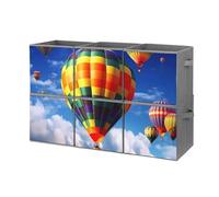 BVKWNTSA 6 Pack Hot Air Balloons Printed Storae Bins Organizer Box, Collapsible Baskets with Handles Foldable Shelf for Cloth Toys Home Room Closet