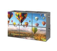 BVKWNTSA 6 Pack Hot Air Balloons Printed Storae Bins Organizer Box, Collapsible Baskets with Handles Foldable Shelf for Cloth Toys Home Room Closet