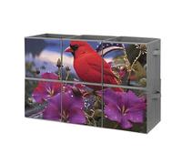 BVKWNTSA 6 Pack Purple Morning Glory Printed Storae Bins Organizer Box, Collapsible Baskets with Handles Foldable Shelf for Cloth Toys Home Room Closet