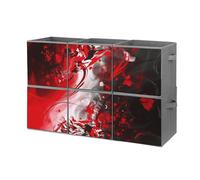 BVKWNTSA 6 Pack Red Black White Abstract Printed Storae Bins Organizer Box, Collapsible Baskets with Handles Foldable Shelf for Cloth Toys Home Room Closet