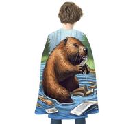 BVKWNTSA Adults Busy Beaver Cartoon Printed Cape, Men Women Super Hero Costumes,Halloween Costumes