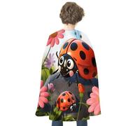 BVKWNTSA Adults Cartoon Ladybug Flower Printed Cape, Men Women Super Hero Costumes,Halloween Costumes