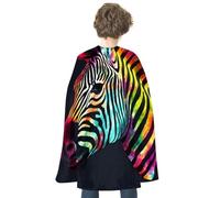 BVKWNTSA Adults Colorful Rainbow Zebra Printed Cape, Men Women Super Hero Costumes,Halloween Costumes