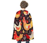 BVKWNTSA Adults Cute Rooster Chickens Printed Cape, Men Women Super Hero Costumes,Halloween Costumes
