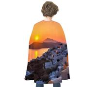 BVKWNTSA Adults Greece Island Sunset Landscape Printed Cape, Men Women Super Hero Costumes,Halloween Costumes