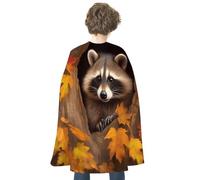 BVKWNTSA Adults Raccoon in The Fall Tree Hole Printed Cape, Men Women Super Hero Costumes,Halloween Costumes