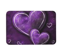 BVKWNTSA Bath Mat Rugs - Purple Hearts Printed Diatomaceous Earth Bath Mat Quick Dry Absorbent Bathroom Rugs Fit Under Door, Bath Mats for Bathroom Floor, Tub And Shower