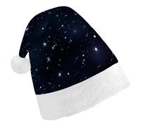 BVKWNTSA Christmas Santa Hat Set Peoples Festive Cluster of Stars in Night Sky Printed Xmas Hat for Holiday Party, Family Gathering, Christmas Decoration