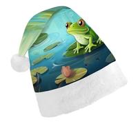 BVKWNTSA Christmas Santa Hat Set Peoples Festive Frog in A Pond_77199281 Printed Xmas Hat for Holiday Party, Family Gathering, Christmas Decoration