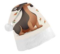 BVKWNTSA Christmas Santa Hat Set Peoples Festive I Love My Dog Dachshunds Printed Xmas Hat for Holiday Party, Family Gathering, Christmas Decoration