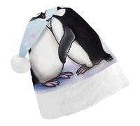 BVKWNTSA Christmas Santa Hat Set Peoples Festive I Love Penguins Printed Xmas Hat for Holiday Party, Family Gathering, Christmas Decoration