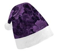 BVKWNTSA Christmas Santa Hat Set Peoples Festive Purple Printed Xmas Hat for Holiday Party, Family Gathering, Christmas Decoration
