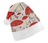 BVKWNTSA Christmas Santa Hat Set Peoples Festive Red White Mushroom Printed Xmas Hat for Holiday Party, Family Gathering, Christmas Decoration