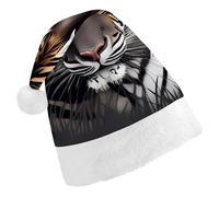 BVKWNTSA Christmas Santa Hat Set Peoples Festive Tiger at Rest Printed Xmas Hat for Holiday Party, Family Gathering, Christmas Decoration