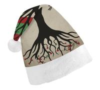 BVKWNTSA Christmas Santa Hat Set Peoples Festive Tree of Life Palestinian Flag Printed Xmas Hat for Holiday Party, Family Gathering, Christmas Decoration