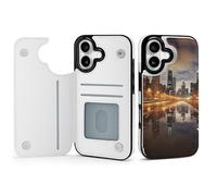 BVKWNTSA Compatible with iPhone 17 Case, Chicago Printed Women PU Leather Shockproof Protective Folio Flip Cover with Card Holder Kickstand