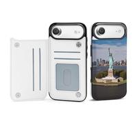 BVKWNTSA Compatible with iPhone 17 Case, Statue of Liberty in NYC Printed Women PU Leather Shockproof Protective Folio Flip Cover with Card Holder Kickstand