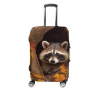 BVKWNTSA Elastic Suitcase Cover Raccoon in The Fall Tree Hole Printed Travel Luggage Cover Protective Travel Trolley Case Cover for Suitcases