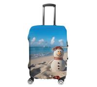 BVKWNTSA Elastic Suitcase Cover Sand Snowman on Beach Printed Travel Luggage Cover Protective Travel Trolley Case Cover for Suitcases