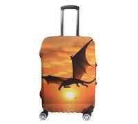 BVKWNTSA Elastic Suitcase Cover Sea Sunset Flying Dragon Printed Travel Luggage Cover Protective Travel Trolley Case Cover for Suitcases