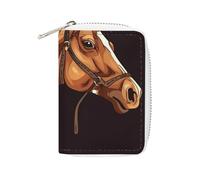 BVKWNTSA Fashion Leather Brown Horse1 Printed Card Holder, Large Capacity Card Holder Small and Convenient Easily Put Into Pockets, Carry-on Bags, Backpacks, Etc. Meet Your Convenient Storage Needs