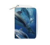 BVKWNTSA Fashion Leather Cute Dolphins Printed Card Holder, Large Capacity Card Holder Small and Convenient Easily Put Into Pockets, Carry-on Bags, Backpacks, Etc. Meet Your Convenient Storage Needs