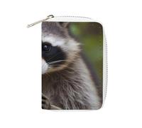 BVKWNTSA Fashion Leather Cute Raccoon Printed Card Holder, Large Capacity Card Holder Small and Convenient Easily Put Into Pockets, Carry-on Bags, Backpacks, Etc. Meet Your Convenient Storage Needs