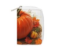 BVKWNTSA Fashion Leather Fall Pumpkin Printed Card Holder, Large Capacity Card Holder Small and Convenient Easily Put Into Pockets, Carry-on Bags, Backpacks, Etc. Meet Your Convenient Storage Needs