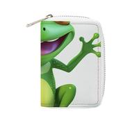 BVKWNTSA Fashion Leather Green Frog Printed Card Holder, Large Capacity Card Holder Small and Convenient Easily Put Into Pockets, Carry-on Bags, Backpacks, Etc. Meet Your Convenient Storage Needs